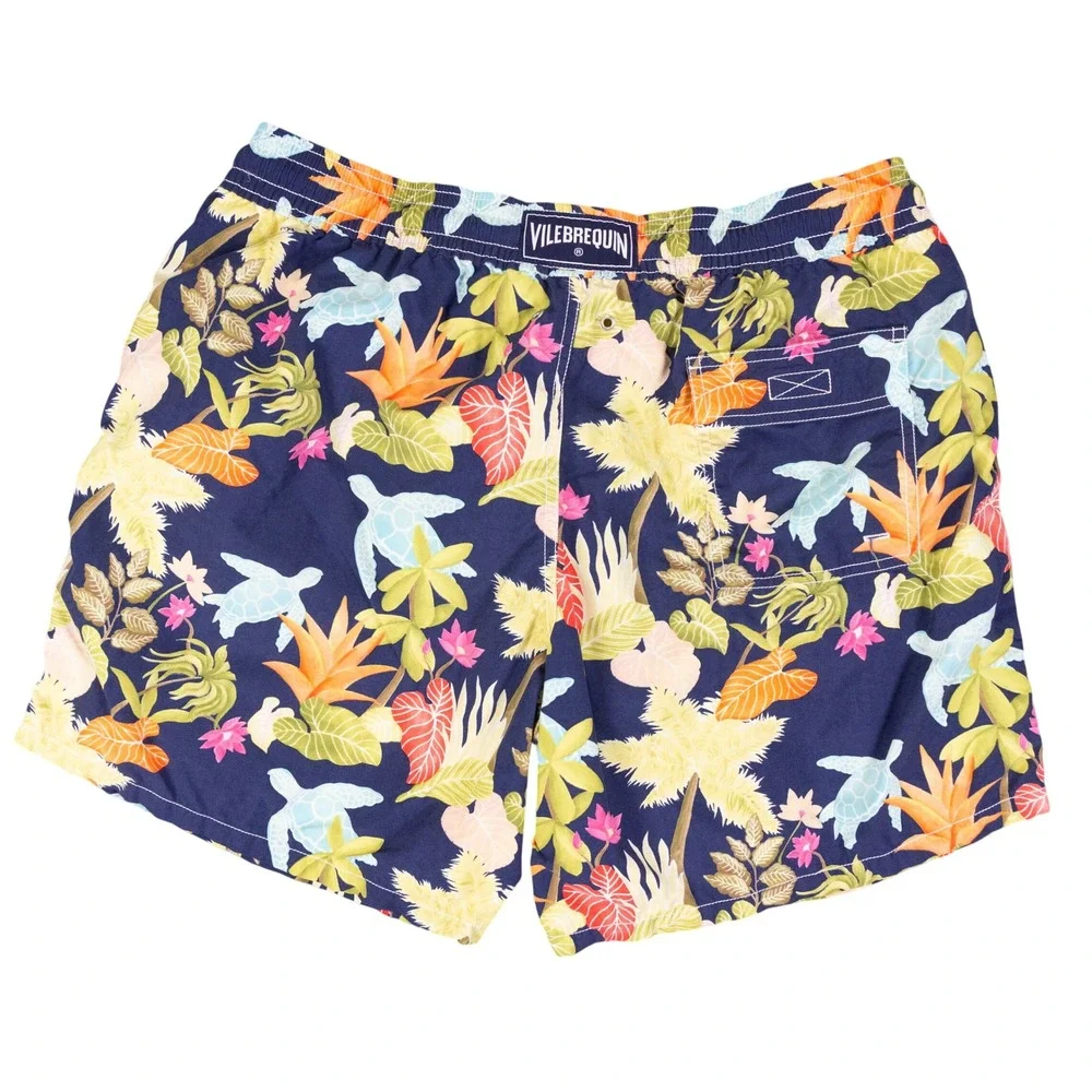 Vilebrequin Swim Trunks Mens XXL Blue Floral Tropical Nylon Shorts
